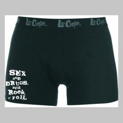 Sex and Drugs and Rock n Roll čierne trenírky BOXER s tlačeným logom, top kvalita 95%bavlna 5%elastan